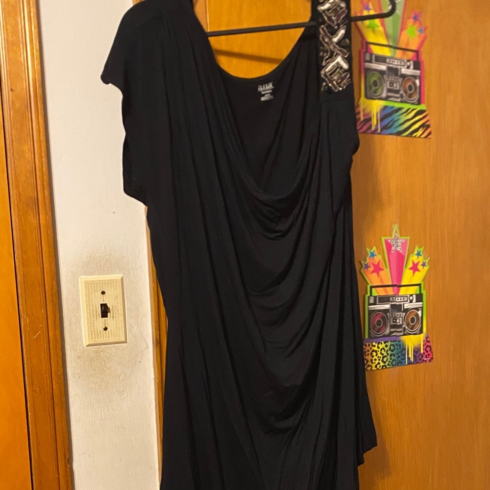 a.n.a Black One-Shoulder Top with Embellished Detail